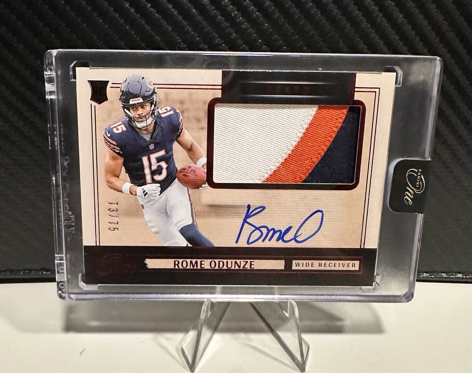 2024 Panini One Rome Odunze Rookie Patch Auto Red /75 🔥 Bears