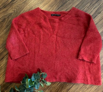 Peruvian Connection Womens M/L Red 100% Royal Alpaca Cropped Boxy