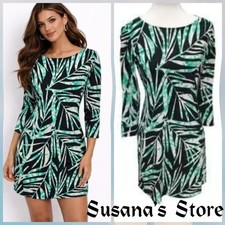 NWT BCBG MAXAZRIA SIZE M PALM PRINT LONG SLEEVE SHIFT DRESS MSRP $158