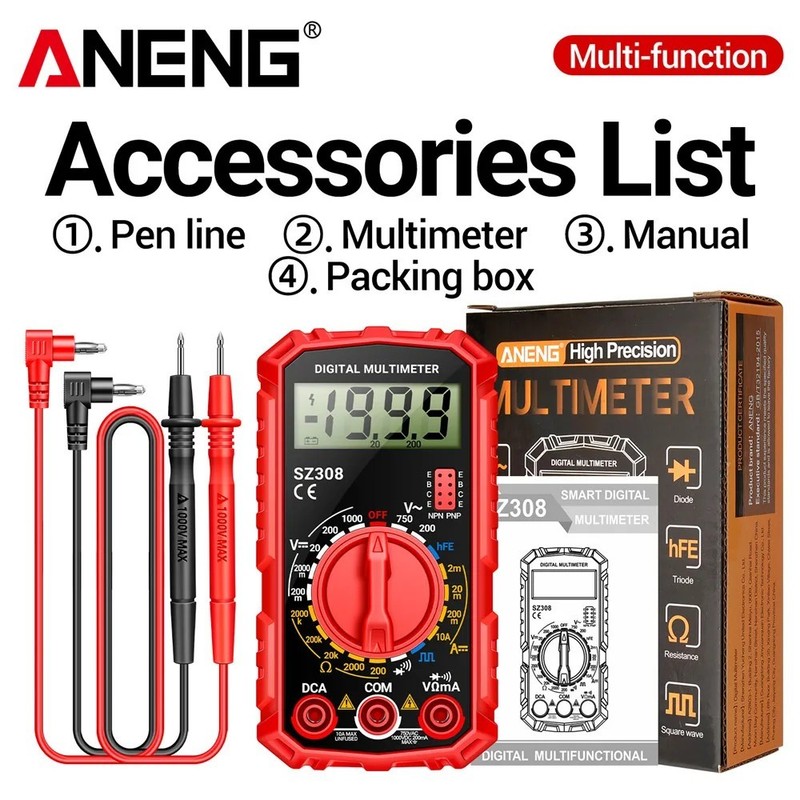 Digital Multimeter AC DC Voltage Tester Ohmmeter Ammeter Electrical Circuit Mete
