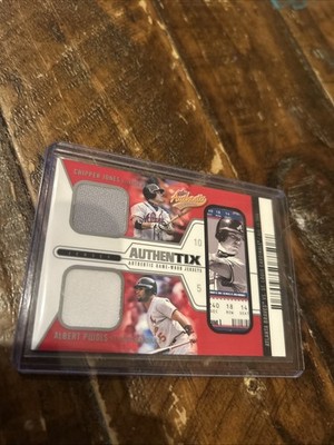 2004 Fleer Authentix Albert Pujols & Chipper Jones Dual Jersey Unripped 5/50!