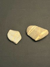 Natural Banded Stone Lot 2 River Rocks w/ Quartz Veining Decorative Specimen