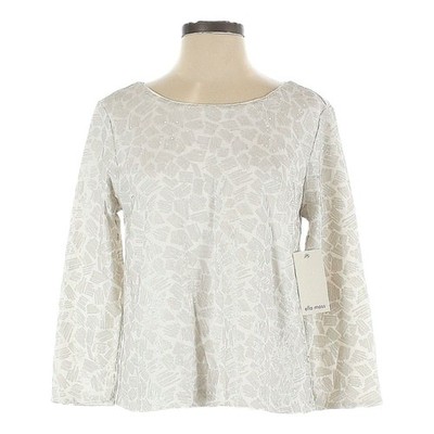 Ella Moss Off White Sequin Top S NWT 3/4 Sleeve Lined Neutral Abstract Sparkle