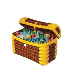 Inflatable Treasure Chest Cooler – Holds ~48 Cans – Party Accessory (1/Pkg)