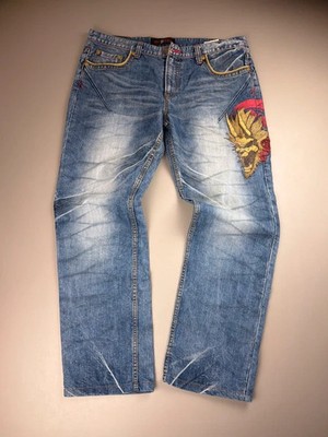 Oniarai Oni Jeans W36 Vintage Y2K Denim Baggy Bestickt Japan Streetwear 