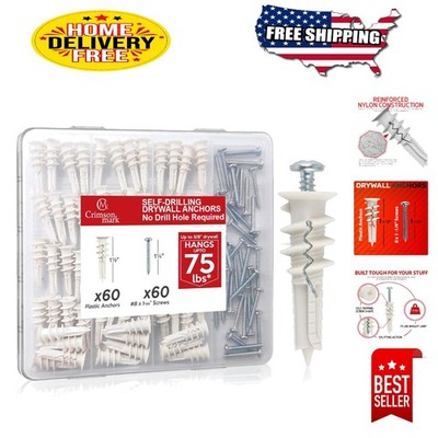 Heavy Duty 120-Piece Self-Drilling Drywall Anchor Set   No Pre-Drilling Needed!
