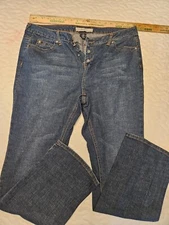 Mixit Womens Blue jeans size 16 boot cut 5 pocket button down fly sequin,back
