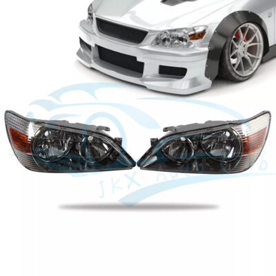 For 2001-05 Toyota JDM Altezza Lexus IS300 x Non HID Headlight Halogen Black Set