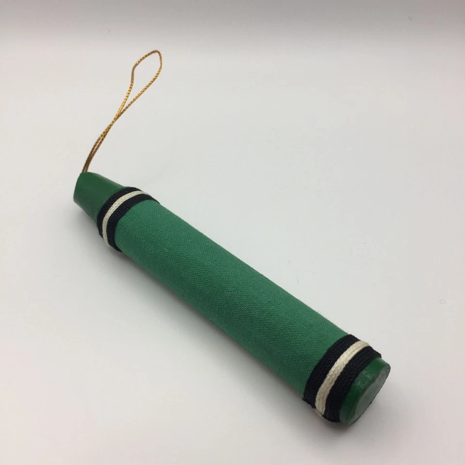 4" Crayón Verde Árbol de Navidad Adorno Vacaciones Hogar Decoración Niños Arte Artesanía Foto 3 de 4