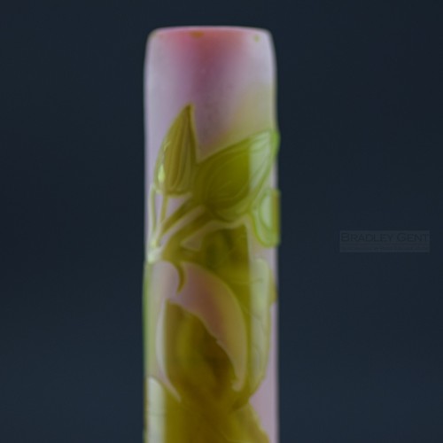 Genuine Antique Galle cameo glass fire polished stick vase C1900 - 21cm/8" - Picture 8 of 9