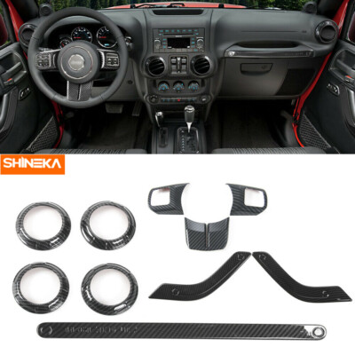 Full Interior Decor cover Trim Kit for Jeep Wrangler JK 11-17 2Dr Carbon Fiber