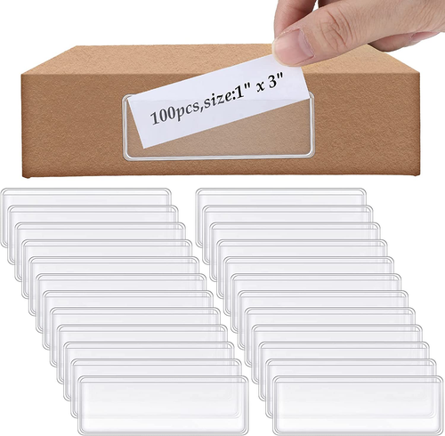 Self Adhesive Label Holder Shelf Tag 3 X 1 Inch Sticking Index Card Pocket Clear