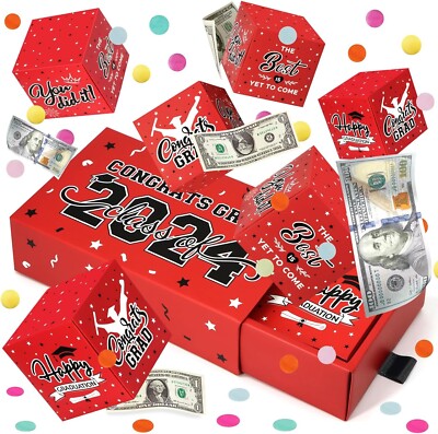 2024 Graduation Surprise Gift Box Explosion for Money -8 Pcs Grad Money Gift Box