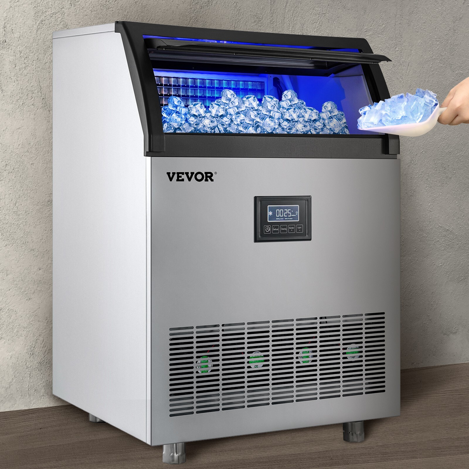 VEVOR 110V 200lbs/24H 710W 55lbs Capacity Commercial Ice Maker SKF