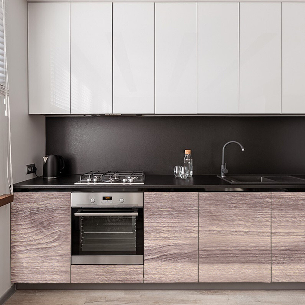 Wood Grain Effect Self Adhesive Vinyl Wrap Cupboard Door Cover Kitchen