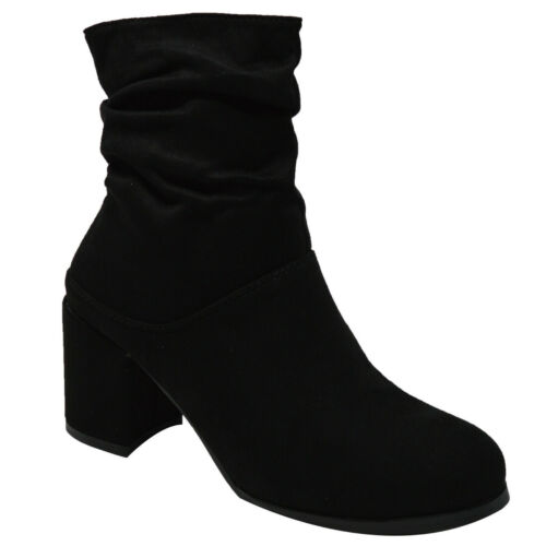 Women's Slouch Boots, Ladies New Suede Chelsea Ankle Wrinkle Shoes, UK Sizes 3-8 - Picture 1 of 13