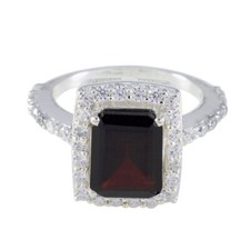 Garnet 925 Solid Silver Ring Handcrafted Jewelry For Birthday Gift US