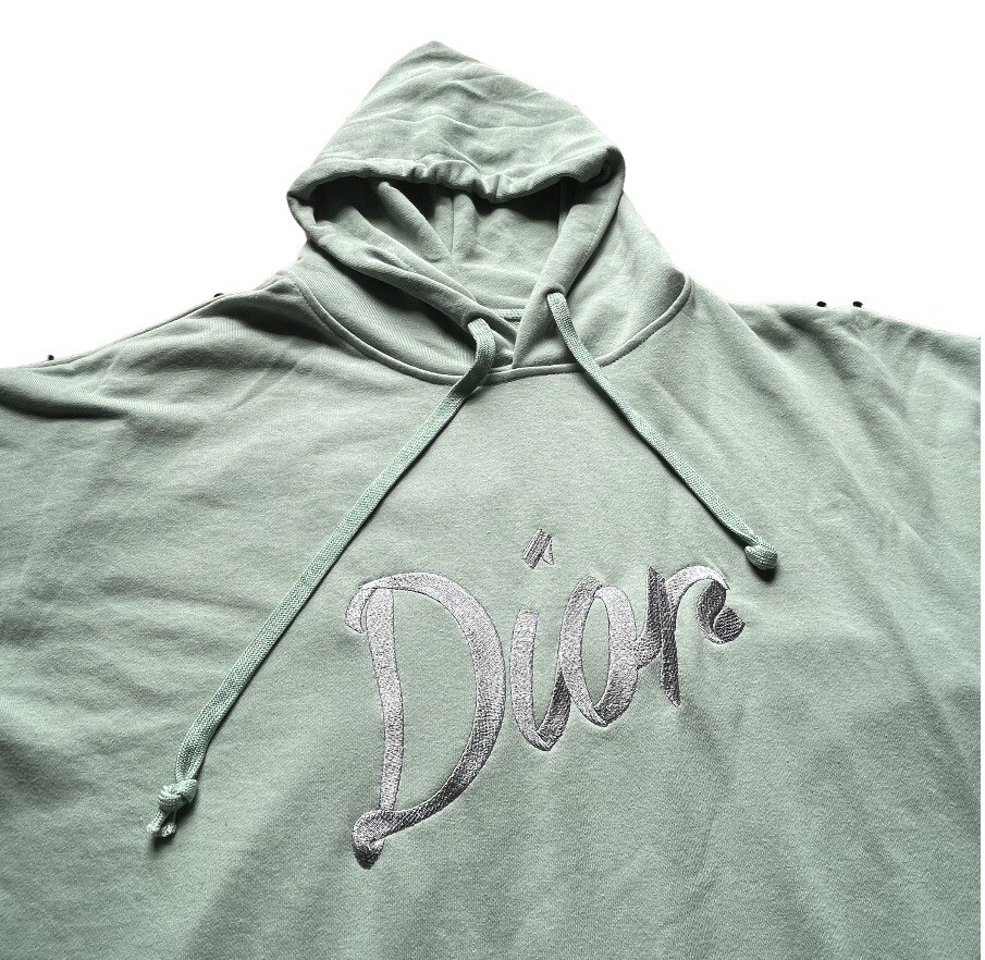 DIOR u0026#034;47u0026#034; Ribbon Oversized Hoodie Sweatshirt Light Green XL  Menu0026#034; | eBay