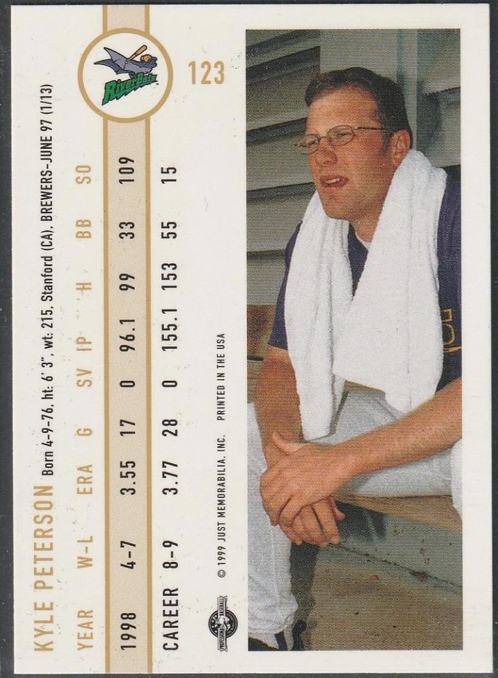 Original Autograph of Kyle Peterson, RiverBats, 1999 Just Memorabilia, #123 - Image 2 of 2
