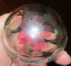 Vintage Swedish Orrefors Dome Paperweight Etched or Painted Flowers Signed — photo 1