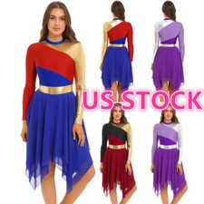 Women Liturgical Praise Dance Dress Lyrical Metallic Worship Dress Dancewear