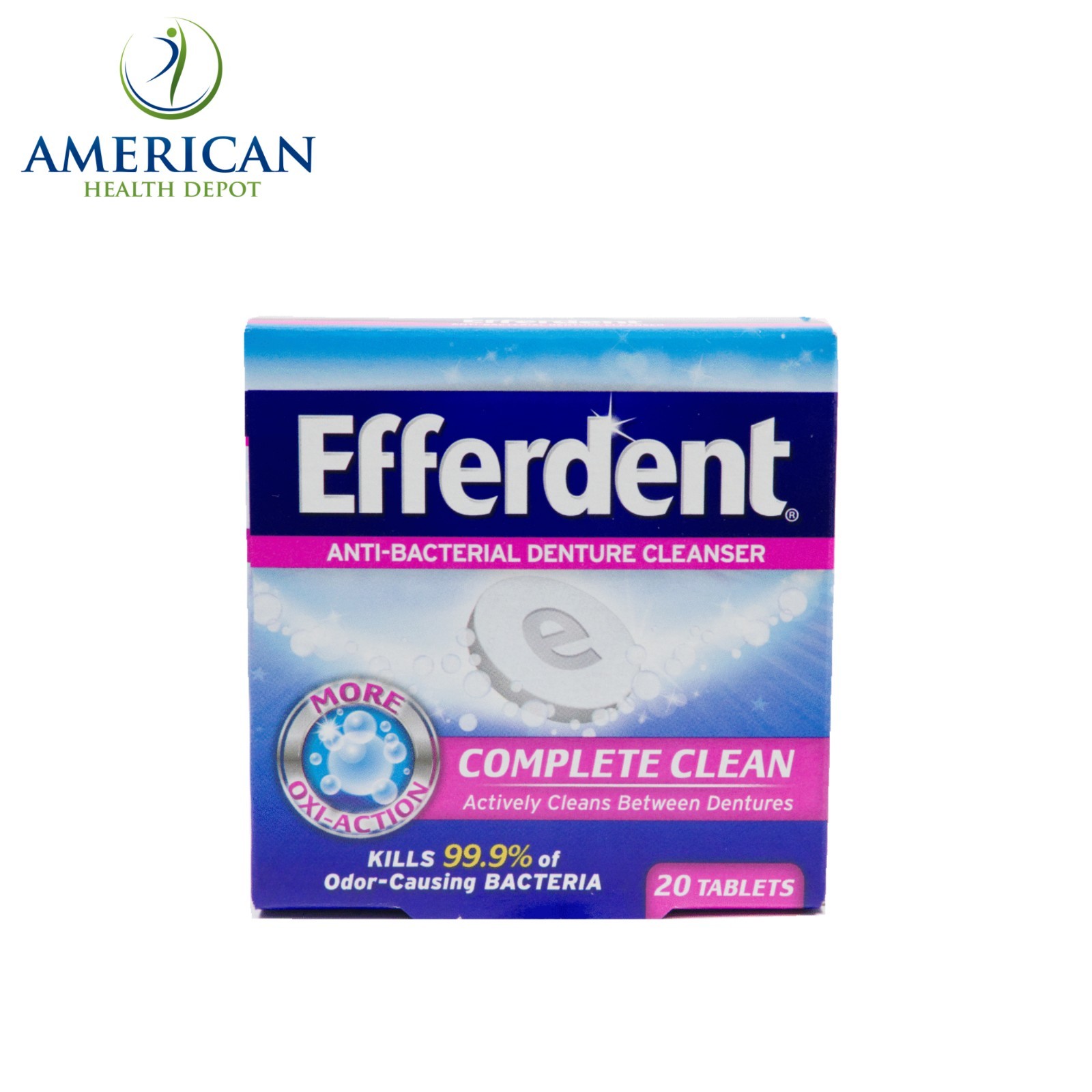 3X Efferdent Denture Cleanser Tablets AntiBacterial Complete Clean 20