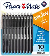 Paper Mate InkJoy Pens Dry Faster, Gel Pens, Medium Point 0.7 mm , Black, 10 ct