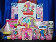 Princess 1'st Birthday Party Set # 21 Cups Hats Napkins Plates Banner Invites