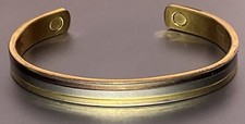 BRACELET 24k Gold Electroplate Three Tone Copper Silver Bangle Magnetic Energy