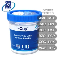 NEW Mintegrity Drug Test 12-Panel T-Cup Urine Home Kit 25-Pack #MI-TDOA-4124