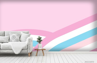 3D Abstract Geometric Line Pink Blue Wallpaper Wall Murals Removable Wallpaper