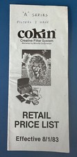 COKIN Creative Filter System Retail Price List Guide - Used w/ Some Writing 1983