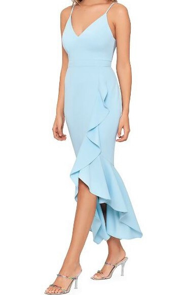 NWT $239 XSCAPE Spaghetti Strap Ruffle Scuba Crepe Midi Dress Gown Aqua 6 | eBay NWT $239 XSCAPE Spaghetti Strap Ruffle Scuba Crepe Midi Dress Gown Aqua 6 | eBay