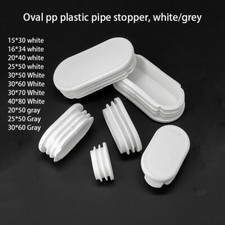 Oval Plastic End Caps Tube Inserts Blanking Plugs Bungs Tubing Pipe White Grey