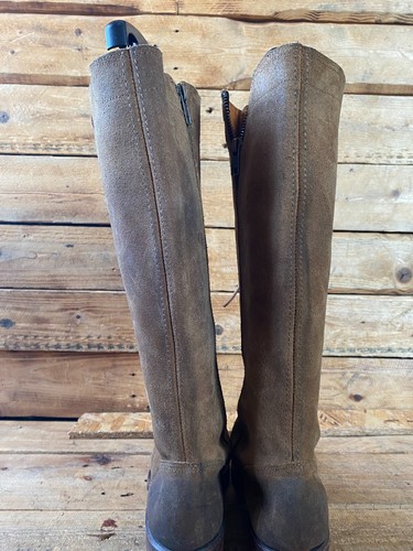 Frye Black Label Campus Leder Wildleder Schnürstiefel hoch kniehoch Reißverschluss, hellbraun Gr.7M - Bild 9 von 24