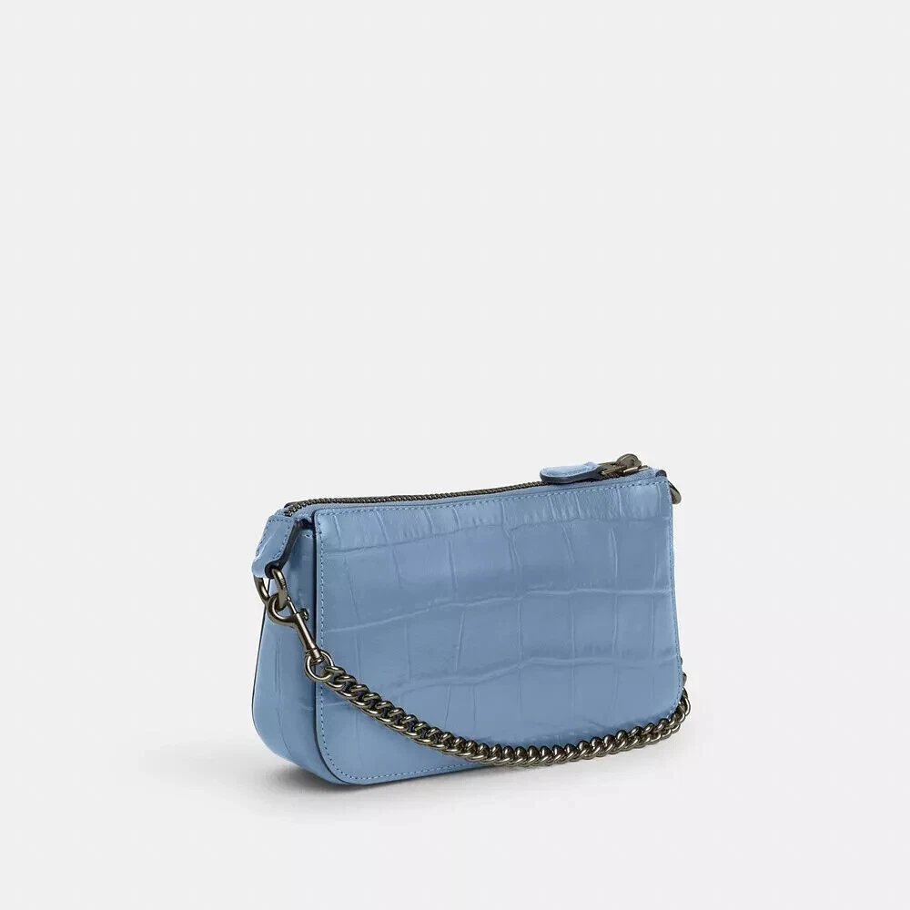 Coach ~ " Nolita 19 " ~ in pelle di coccodrillo blu fiordaliso goffrata CN382 $228