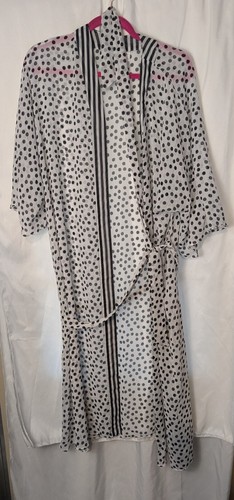 No Boundaries Large Robe White Black Spots Translucent Duster Light w Belt - Picture 7 of 9