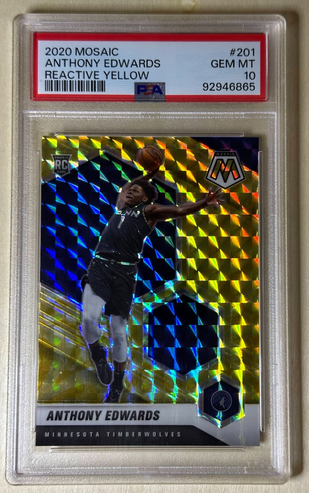 2020 Mosaic Anthony Edwards Reactive Yellow #201 PSA 10