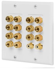 7.1 Surround Sound Home Theater 2 Gang Wall Plate Banana Binding Posts  2 RCA