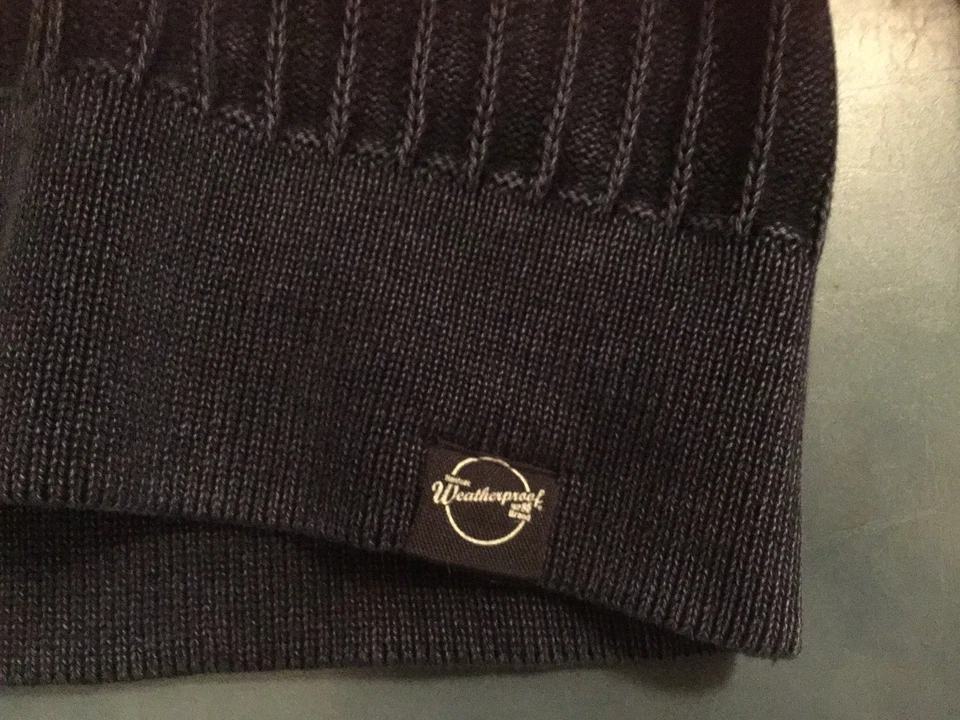 Original Weatherproof Garment Co. Men's Large Dark Blue Logo Sweater $135 NEW - Image 4 of 4