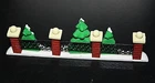 Dept 56 Christmas Accessory Lot Fence w/Brick Pillars & Pine Trees Snow -J -=