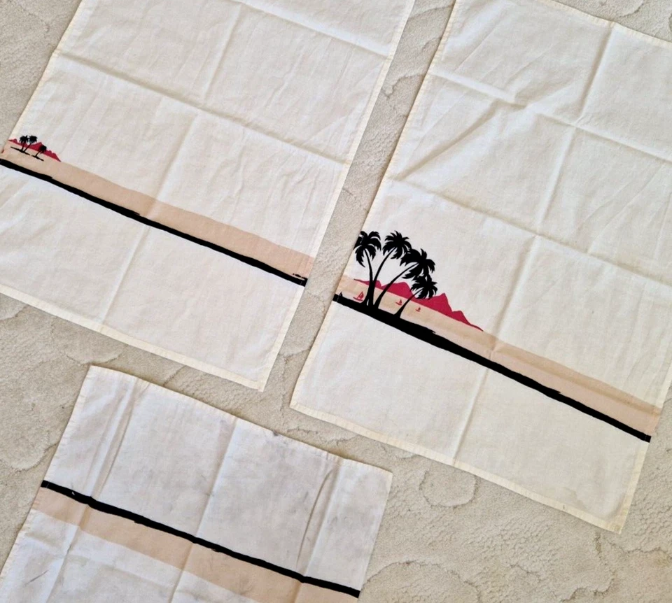 3 Tücher Staubtücher Putztucher Patchwork Stoffe Basteln - Vintage - 70 er J.