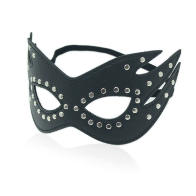Maskeradenmaske schwarzes Kunstleder Bondage Augenball Kostüm Party Halloween sexy