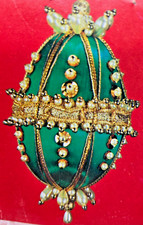 RARE LeeWards EMERALD TEARDROP Vtg Sequin Bead Pins Christmas DIY Ornament Kit