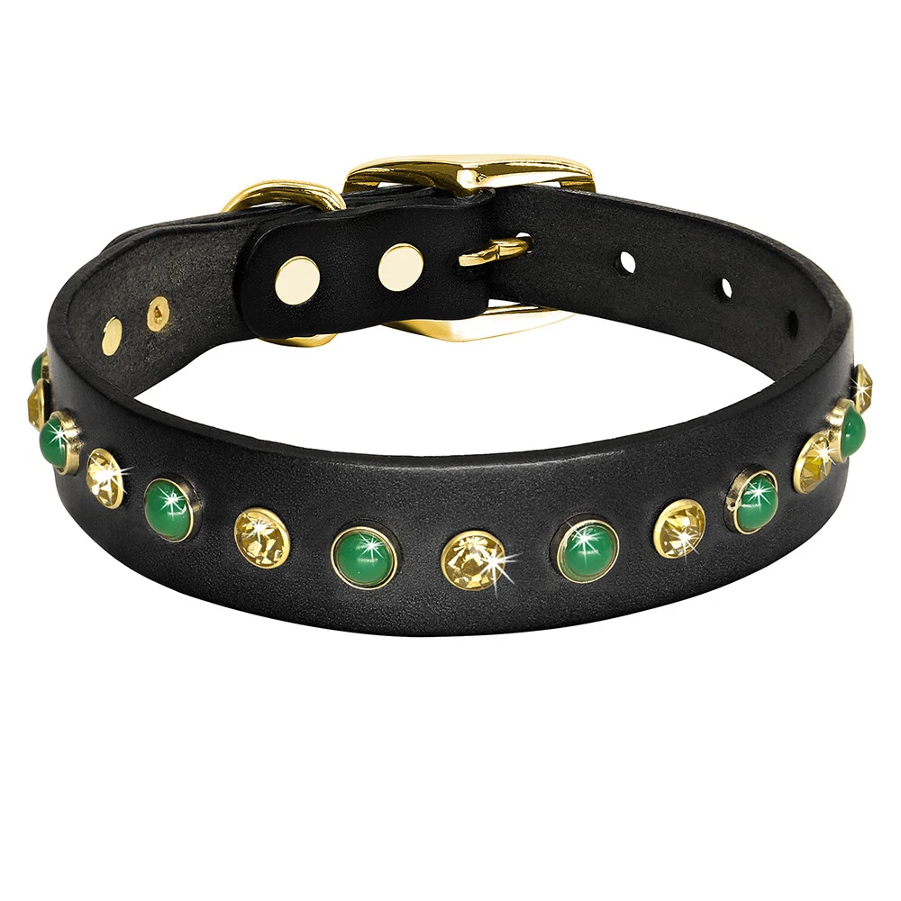 Luxury Diamond Studded Leather Dog Collar Soft Adjustable Cat Puppy Neck  Strap | eBay
