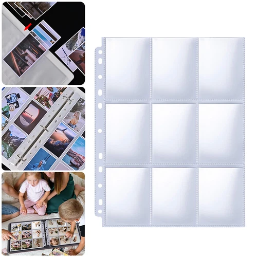 1-10PACK Trading Card Sleeve Pages 9-pocket Binder Sheets for Sports Game Cards
