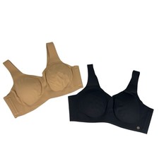 2-Honeylove V-Neck Bra Smooth Support Wire-Free Black, Tan LWBR0101 Size 1X