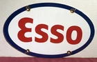 VINTAGE ESSO GASOLINE LOGO MOTOR OIL 11.75” PORCELAIN GAS SIGN