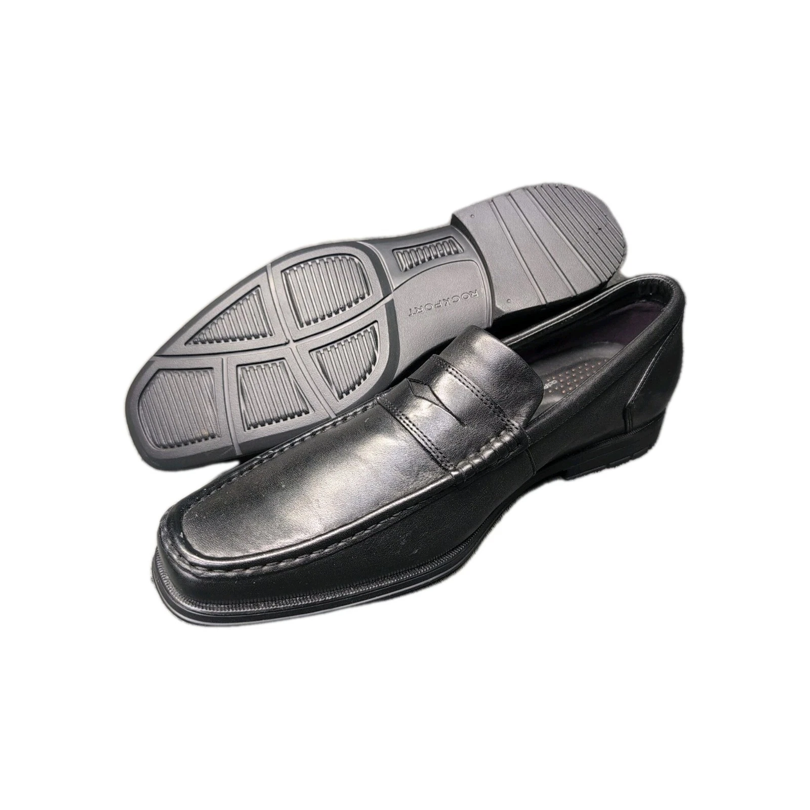 Mocassini Rockport in pelle nera da uomo taglia 10 scarpe Adiprene di Adidas