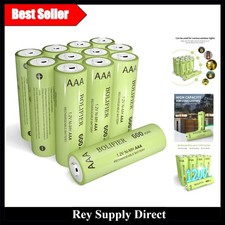 Pack of 12 High-Capacity 600mAh Rechargeable AAA Solar Batteries - Eco-Friendly 1.41 per battery